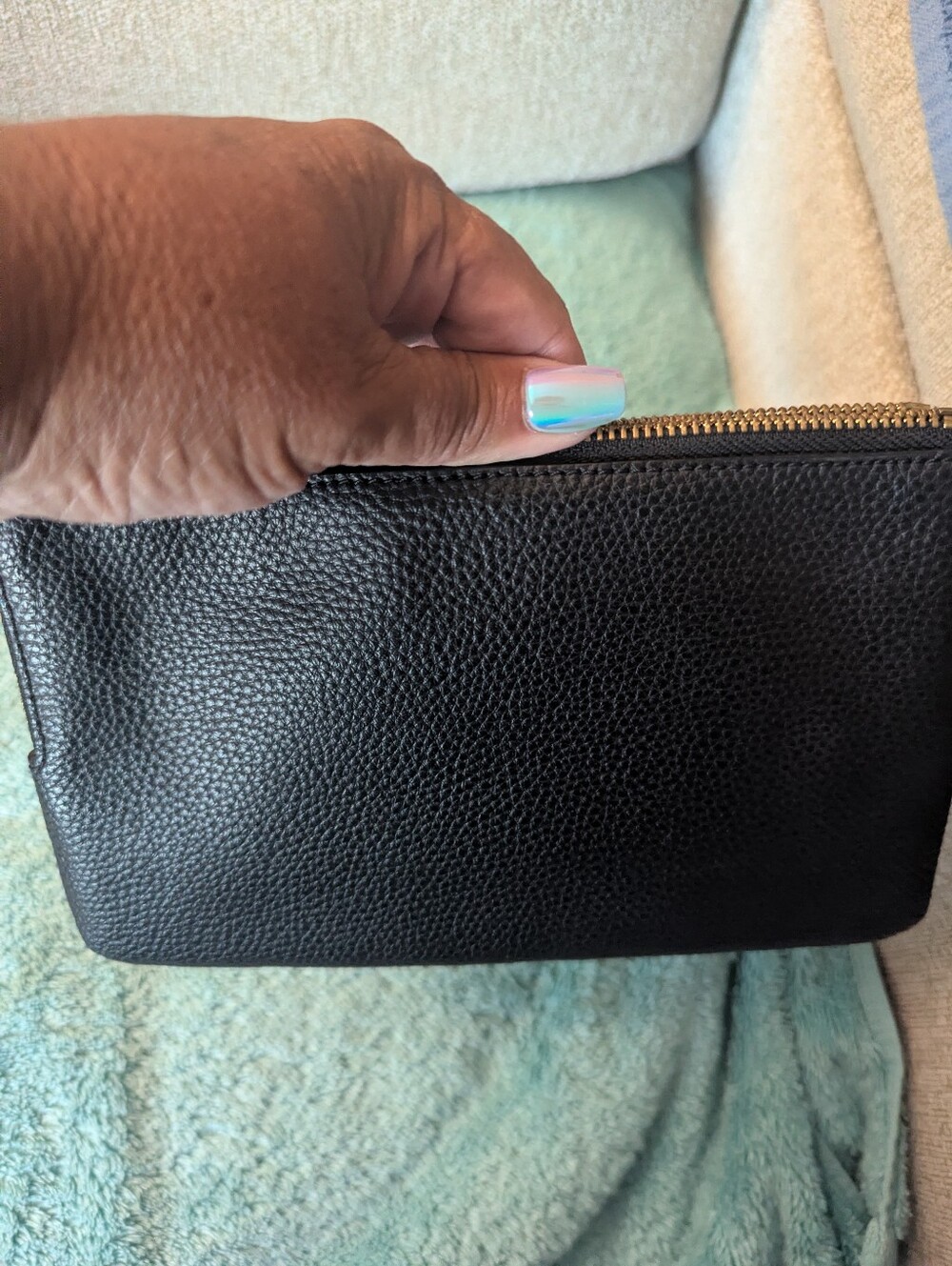 Black Leather Zip Pouch - Ladies Wallet, Coach Brand